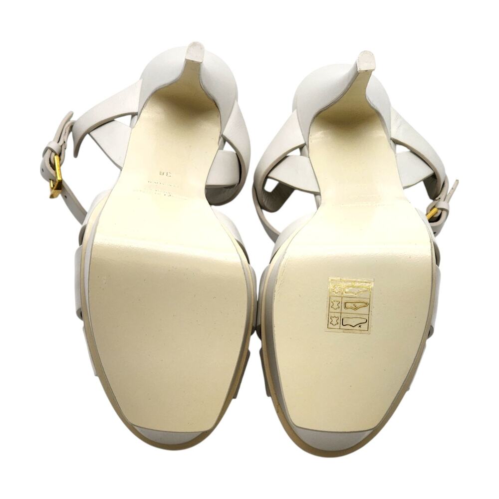Saint Laurent Tribute Platform Leather Sandals Pumps White – NWB $1100 - Picture 9 of 16